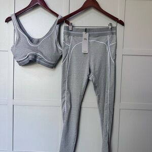 ALO Yoga Gray Seam-Trim Leggings & Sports Bra Set